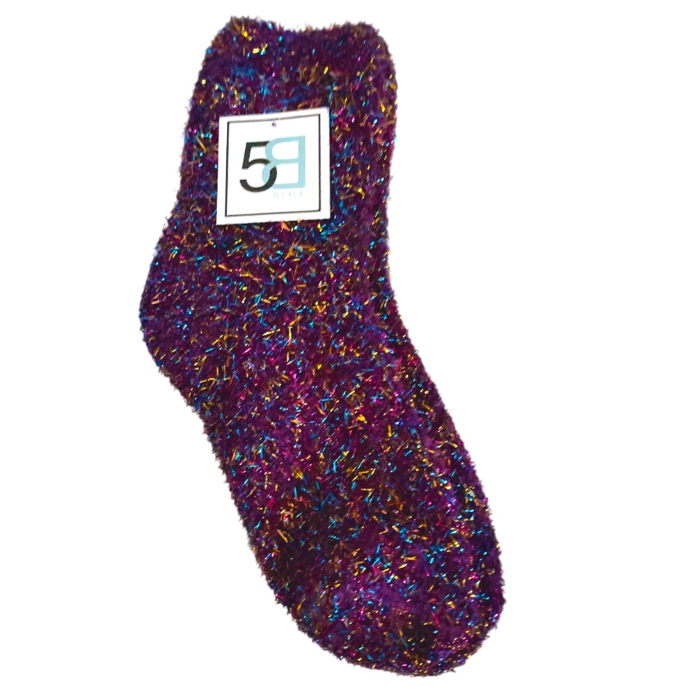 Women’s Tinsel Confetti Boot Socks OS Purple Multicolor